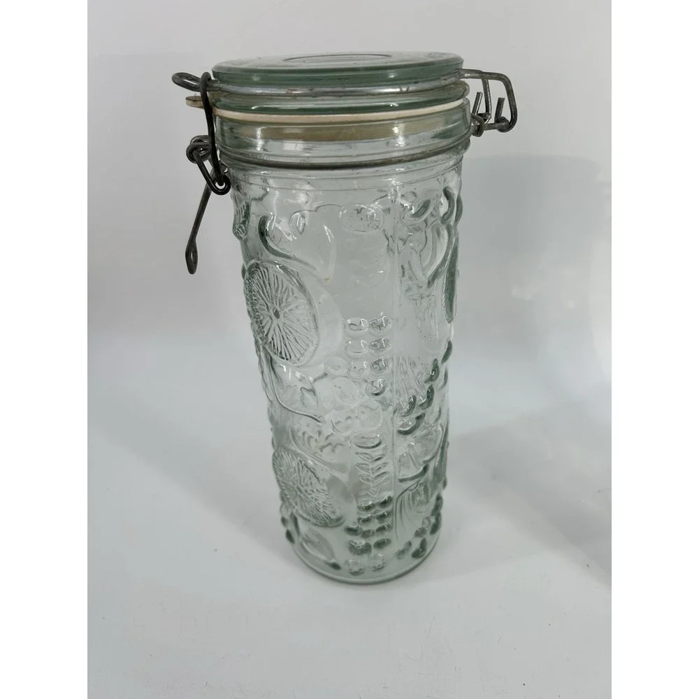 Vintage Elements Fruit Embossed Glass Canisters with Wire Flip Top 10